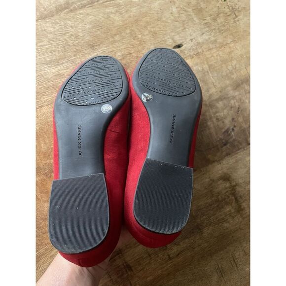 Alex Marie Red Suede Flat Pumps Almond Toe Women’s Size 8.5M - Picture 6 of 9